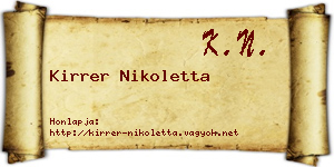 Kirrer Nikoletta névjegykártya